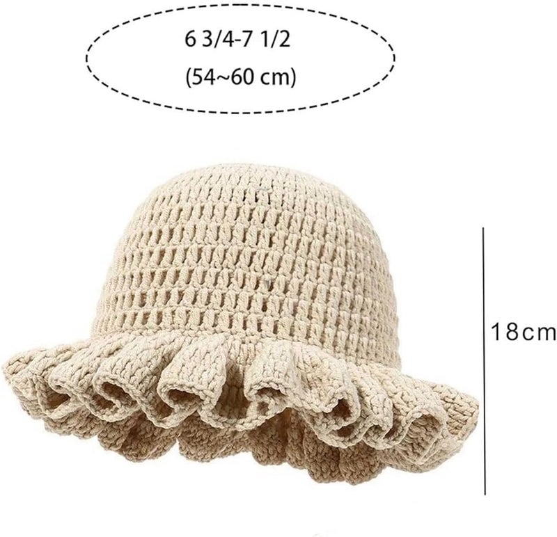 Ahouws Crochet Bucket Hat Women Trendy Knit Floppy Cap Cute Boho Handmade Beanies Outdoor Boho Travel Fishing Hat - Image 3